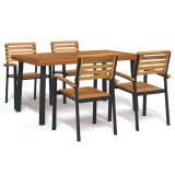 Cumpara ieftin Set mobilier de grădină, 5 piese, lemn masiv de acacia și metal