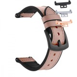 Curea hibrid piele-silicon, compatibila Huawei Watch Fit 1, cu adaptor dedicat, Kobi Pink