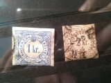 Serie Ungaria 1868 2 valori nedantelat , stampilate , 1 si 2 kr