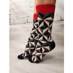 STK460-100 Sosete medii din bumbac ultrasox model geometric