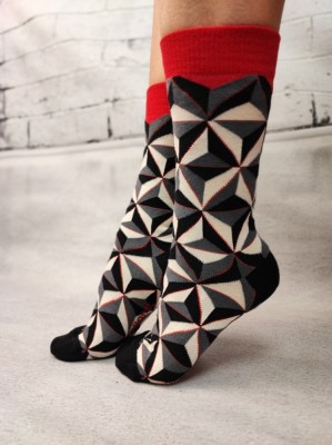 STK460-100 Sosete medii din bumbac ultrasox model geometric foto
