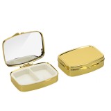 Set 2 Cutii pentru pastile cu 2 compartimente, Kwmobile, Auriu, Otel, 53475.03