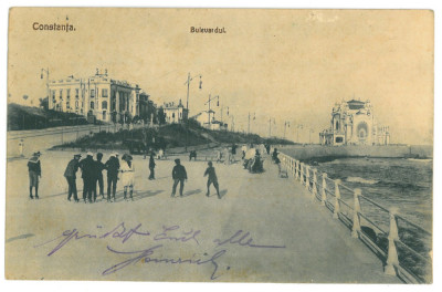 3911 - CONSTANTA, Children on roller skates - old postcard - used - 1913 foto