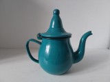 Ceainic metal emailat, verde-turcoiz, 0,6l, vintage