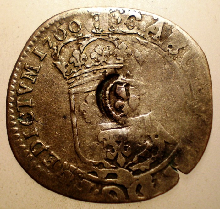 G.363 FRANTA LUDOVIC LOUIS XIV 15 DENIERS QUINZAIN 1700 1,97g CONTRAMARCA
