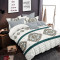 Lenjerie de pat pentru o persoana cu husa elastic pat si 2 fete perna patrata, Dafina, bumbac mercerizat, multicolor