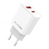 Incarcator Retea Blue Power BPCE12, 20W, 3A, 1 x USB-A - 1 x USB-C, Alb, Universal