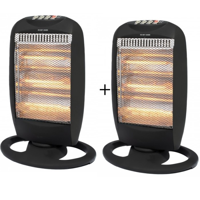 Pachet: 1+1 Radiator electric cu quartz, 3 trepte de putere 400/800/1200 W, suprafata de incalzire 20-25 mp