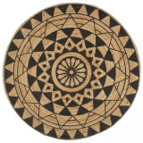 VidaXL Covor manual cu imprimeu negru, 90 cm, iută