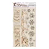 Autocolant Decorativ Crăciun, Room Decor, Bej Argintiu, 24x47cm, Mesaj Merry Christmas, Oem