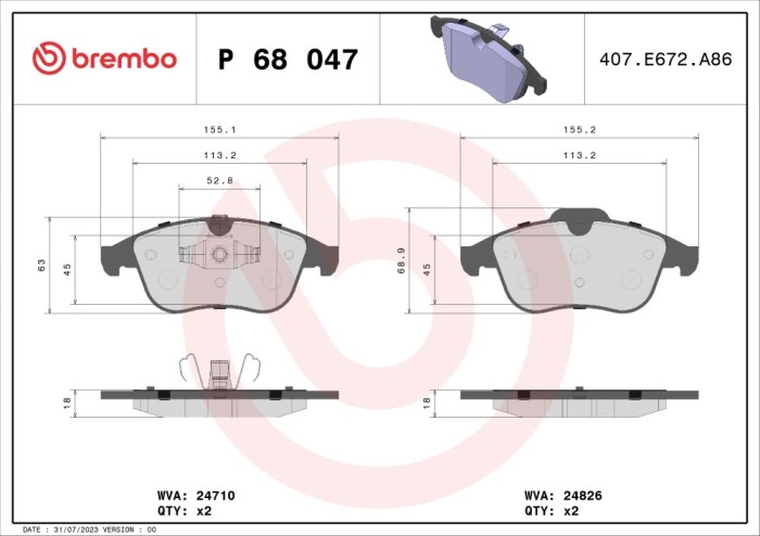 BREMBO P 68 047 PRIME LINE set placute frana,frana disc