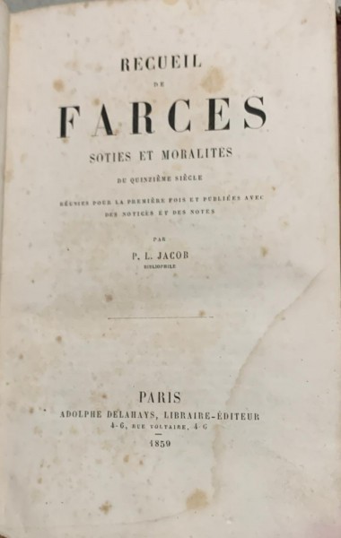 Recueil de farces - P. L. Jacob