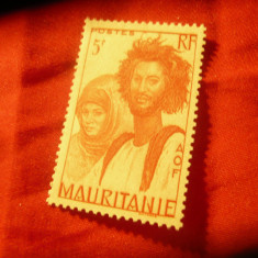 Timbru Mauritania 1938 -colonie franceza -Indigeni 5fr rosu