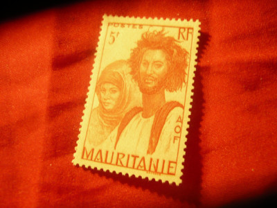 Timbru Mauritania 1938 -colonie franceza -Indigeni 5fr rosu foto