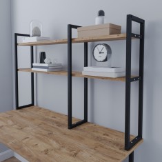 Raft birou Ask?y 119x20x70cm negru stejar [en.casa] HausGarden Leisure foto