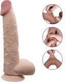 Dildo Edan Sliding&amp;Bendable, TPE Strat Dublu, Natural, 24 cm, Mokko Toys