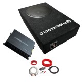 Subwoofer pasiv SLIM single Phoenix Gold, amplificator 2 canale Audio System si cablaj de alimentare