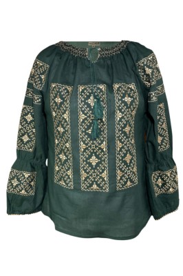 Bluza tip ie dama RBIB, Dacali, marime S, verde/crem foto