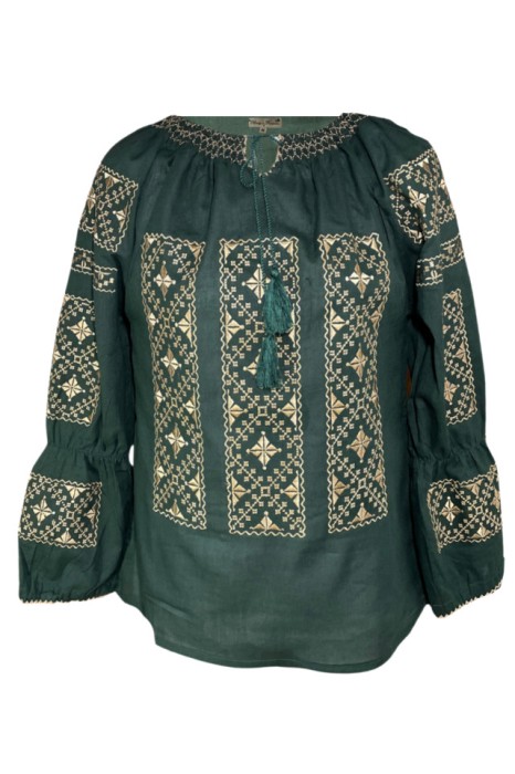 Bluza tip ie dama RBIB, Dacali, marime S, verde/crem