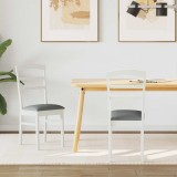 vidaXL Scaun de sufragerie 2 pcs Alb și gri Lemn Solid de Cauciuc 42020496