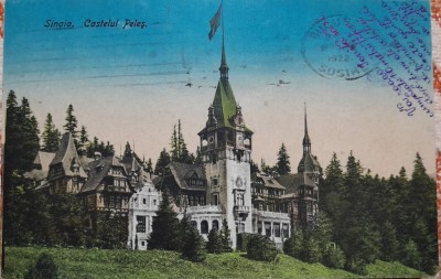 Carte postala, Sinaia, Castelul Peles, 1922 foto