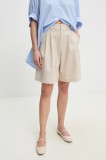 Answear Lab pantaloni scurti femei, culoarea bej, neted, high waist