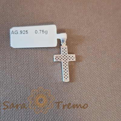 Cruciulita din argint 925 cu model decupat - 2 cm foto