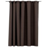 Draperie opaca, aspect de in, gri taupe, 290x245 cm, cu carlige