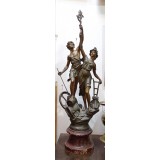 Sculptura antimoniu - Grup alegoric &quot;Industria si Agricultura&quot; - Franta 1900