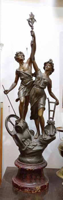 Sculptura antimoniu - Grup alegoric &quot;Industria si Agricultura&quot; - Franta 1900