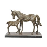 Iapa cu manzul - statueta din bronz pe soclu din marmura YY-115, Animale