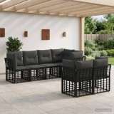 Cumpara ieftin Set de canapele de exterior 7 buc. 7-Locuri Negru Poliester