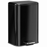 HOMCOM Coș de gunoi de bucătărie 20 L din oțel galvanizat, capac cu &icirc;nchidere ușoară, pedală, coș detașabil, antiamprente, negru | Aosom Romania