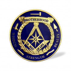 Sticker Auto - Auriu pe fond Albastru - Brotherhood