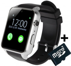 Ceas Smartwatch Telefon iUni GT88, BT, Camera 2 MP, 1.54 Inch, Silver + Card MicroSD 4GB Cadou foto