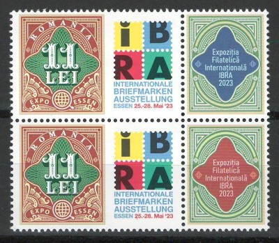 Romania 2023 Mi 8193 + viniete MNH - Targul Int de Timbre IBRA 2023, Essen foto