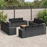 vidaXL Set mobilier de grădină cu perne, 13 piese, negru, poliratan