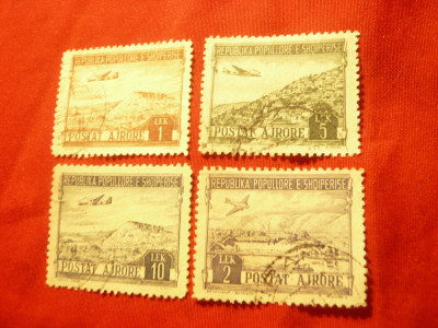 Serie mica Albania 1950 - Aviatie ,4 valori stampilate foto