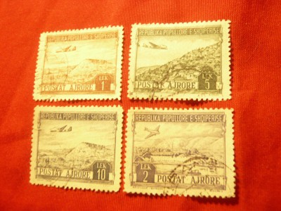 Serie mica Albania 1950 - Aviatie ,4 valori stampilate foto