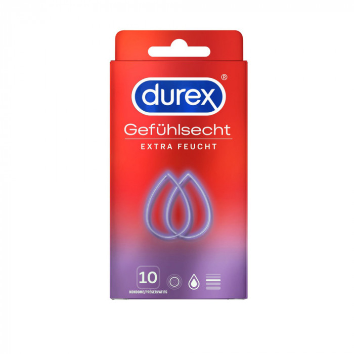 Prezervative Durex Feel Real Extra Moist, 10 buc
