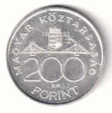 UNGARIA 200 FORINT 1993 ARGINT AUNC, Europa