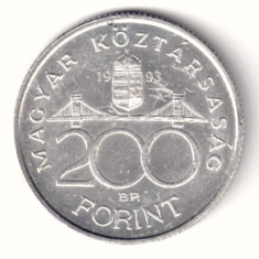 UNGARIA 200 FORINT 1993 ARGINT AUNC