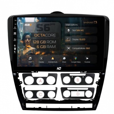 Navigatie Skoda Octavia 2 6GB RAM Android 13 Octacore Slot Sim 4G DSP GPS Wi-FI Carplay Android Auto USB Bluetooth Waze Touchscreen 10.1 Inch foto