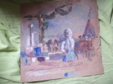 paul molda acuarela pe hartie dim 27x27cm atentie are o mica ruptura in lateral