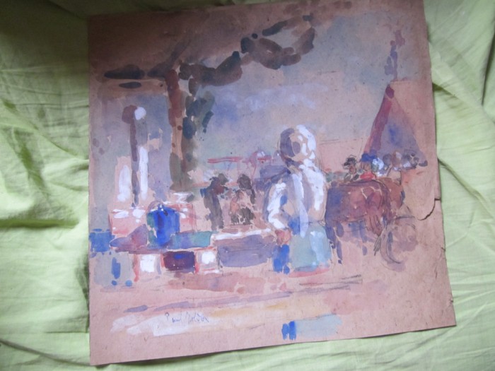 paul molda acuarela pe hartie dim 27x27cm atentie are o mica ruptura in lateral