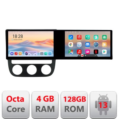 Navigatie VW Golf 5 2004-2010 clima automatica Edotec 2 ecrane 8 core 4+128 21.6 inch Incell android Wifi 5Ghz gps internet KIT-golf5-automatic CarSto foto