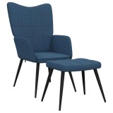 Cumpara ieftin Scaun de relaxare cu taburet, albastru, textil