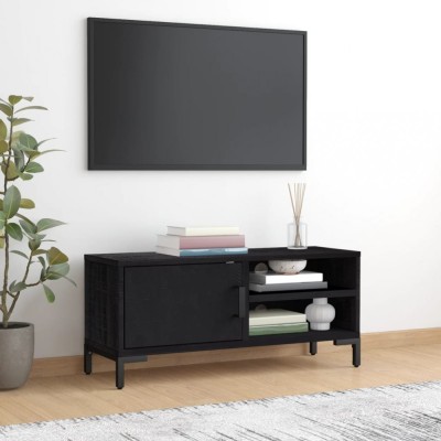 vidaXL Comodă TV, negru, 90x30x40 cm, lemn de pin masiv foto