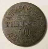CY - Jeton vechi fier &quot;10 centimos Parc Distractii TIBIDABO&quot; Barcelona Spania