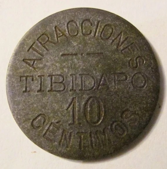 CY - Jeton vechi fier &quot;10 centimos Parc Distractii TIBIDABO&quot; Barcelona Spania